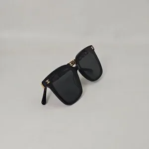 CHANEL Elegant Black Sunglasses with Gold Detail CHANEL Sunglasses: Rectangle Sunglasses, acetate — Fashion  main image 4